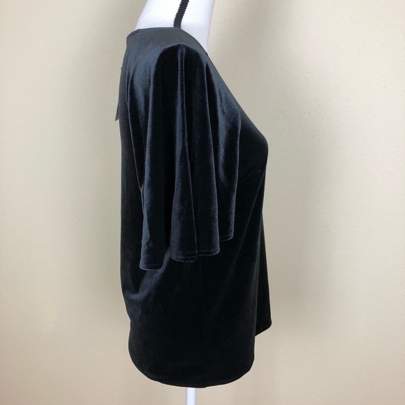 Lauren Ralph Lauren Velvet Short Sleeve Top Womens Petite Size PS Gray Pullover - Picture 5 of 7